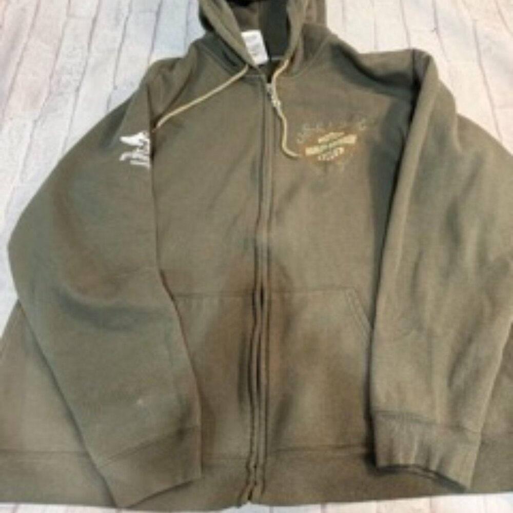 Harley Davidson Army Green Zip up Hoodie Size 2X